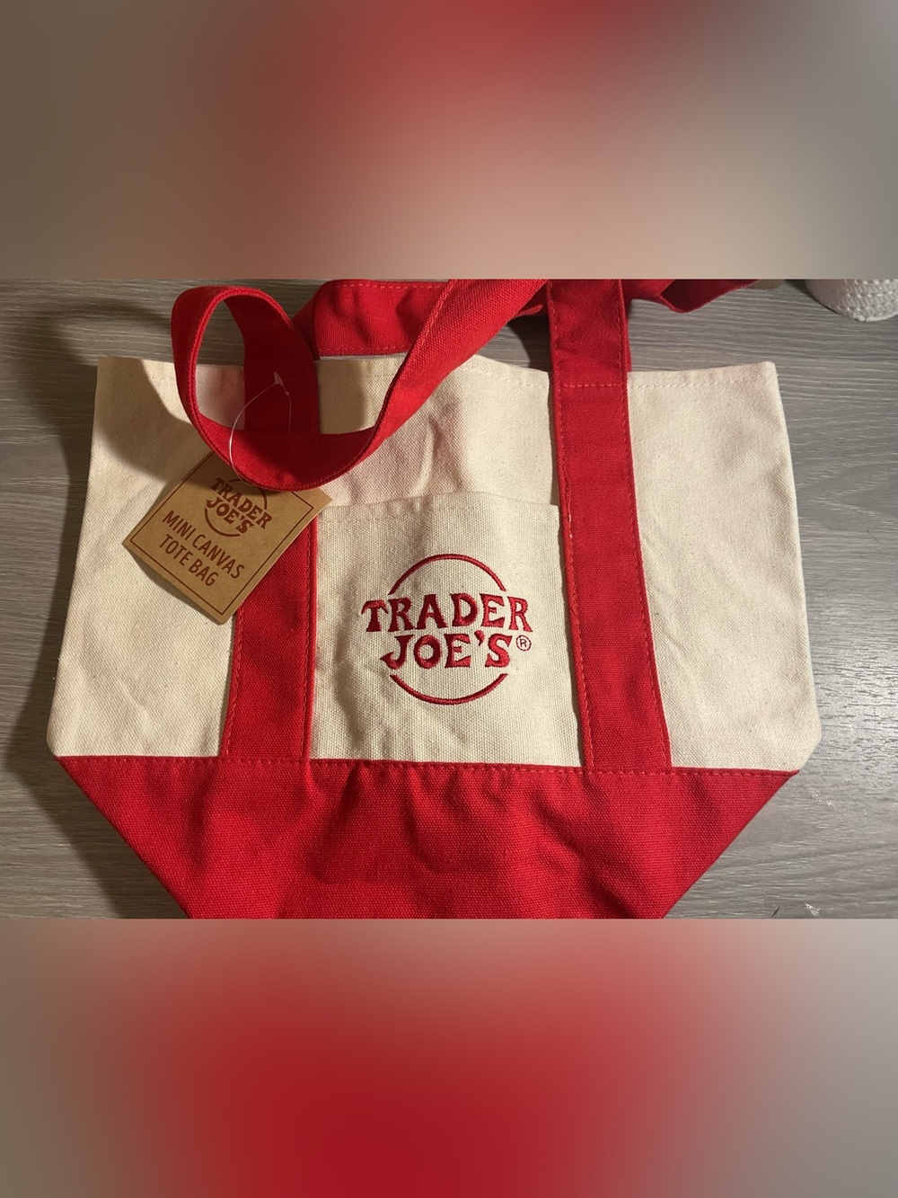 New Trader Joe's Mini Canvas Tote Bag - Red